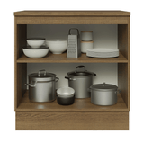 Bajo Mesada de Cocina 80 cm 2 Puetas (Con Mesada) Marrón/Negro Lux Madesa