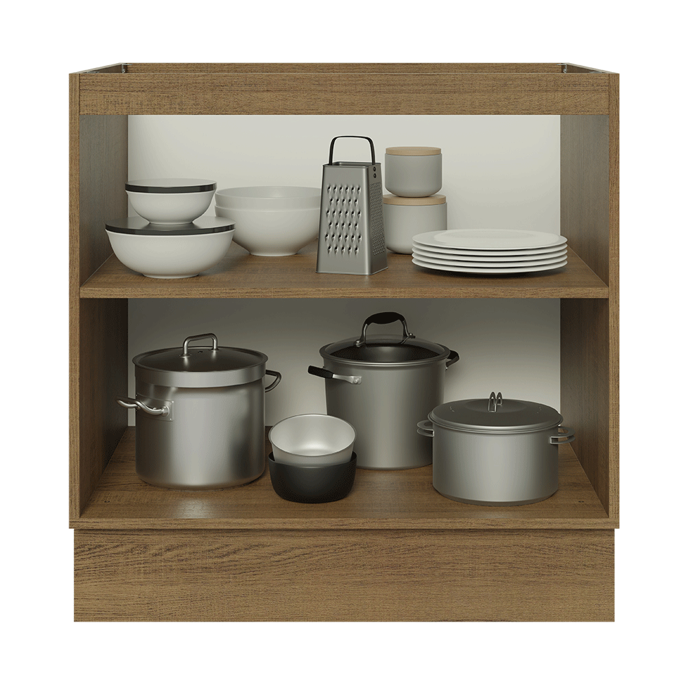 Bajo Mesada de Cocina 80 cm 2 Puetas (Sin Mesada) Marrón/Negro Lux Madesa