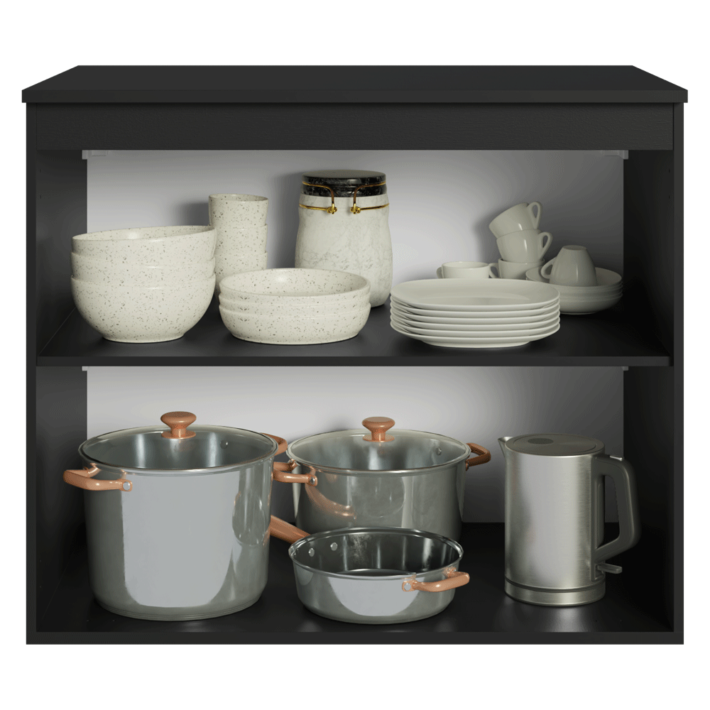 Bajo Mesada de Cocina 80 cm 2 Puertas Flotante Negro Nice Madesa