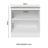 Bajo Mesada 80 cm 2 Puertas Glamy Blanco/Marrón