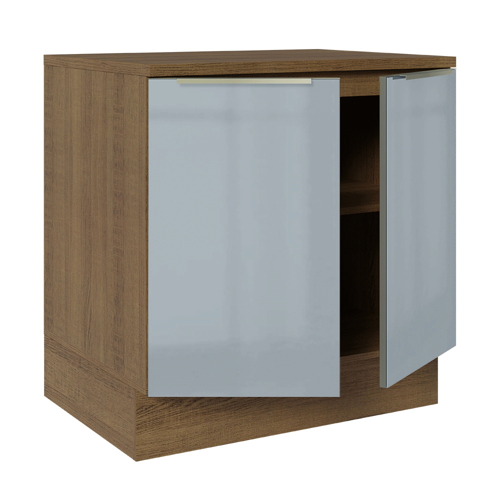 Bajo Mesada de Cocina 80 cm 2 Puetas Marrón/Gris Lux Madesa