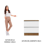 Bajo Mesada 80 cm 2 Cajones Marrón/Blanco Glamy Madesa