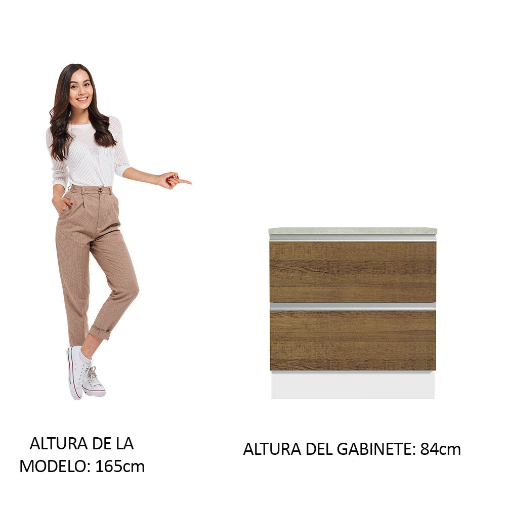 bajo mesada 80 cm 2 Cajones Blanco Glamy Madesa - Blanco