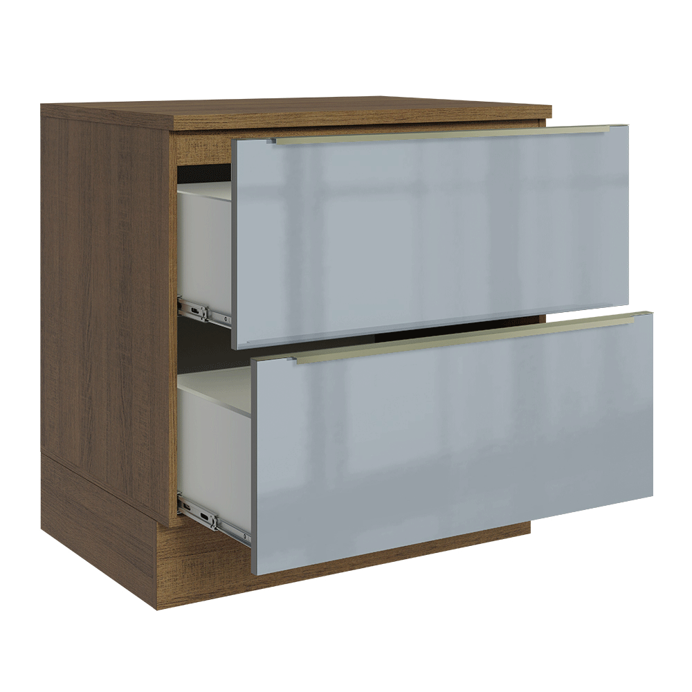 Bajo Mesada de Cocina 80 cm 2 Cajones (Con Mesada) Marrón/Gris Lux Madesa