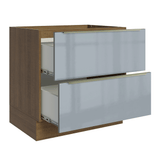 Bajo Mesada de Cocina 80 cm 2 Cajones (Sin Mesada) Marrón/Gris Lux Madesa