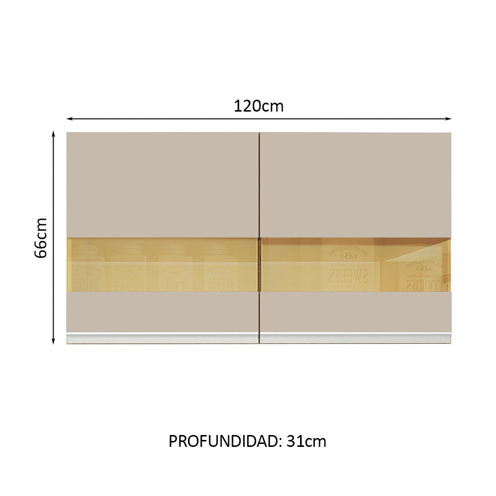 Alacena Gabinete Superior Cocina Madesa Glamy 120cm Marrón/Crema
