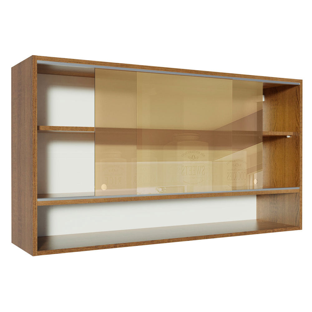 Alacena Madesa Glamy 2 Puertas Corredizas de Vidrio Reflectivo y 1 Nicho Marrón
