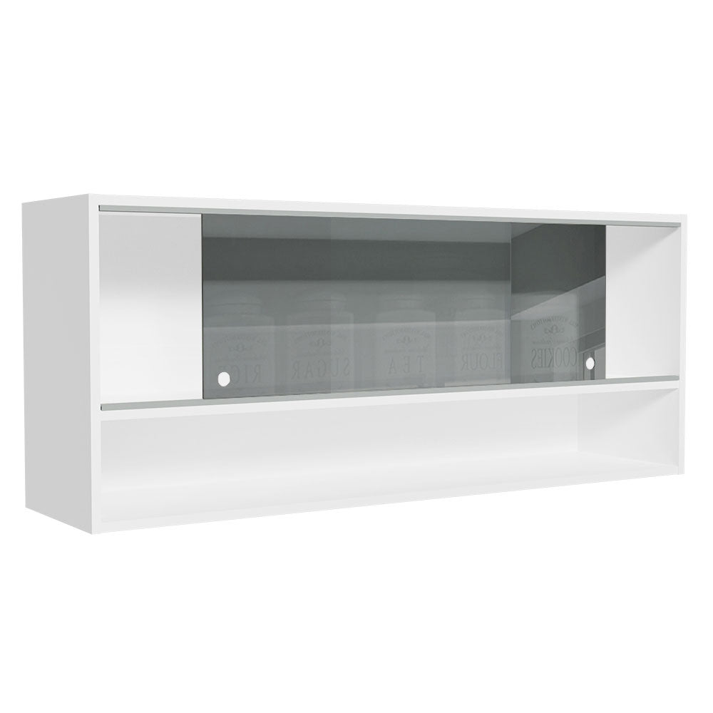Alacena para Cocina 120 cm 2 Puertas Corredizas de Vidrio Neutral 1 Nicho Blanco para Cocinas Glamy, Lux e Reims Madesa