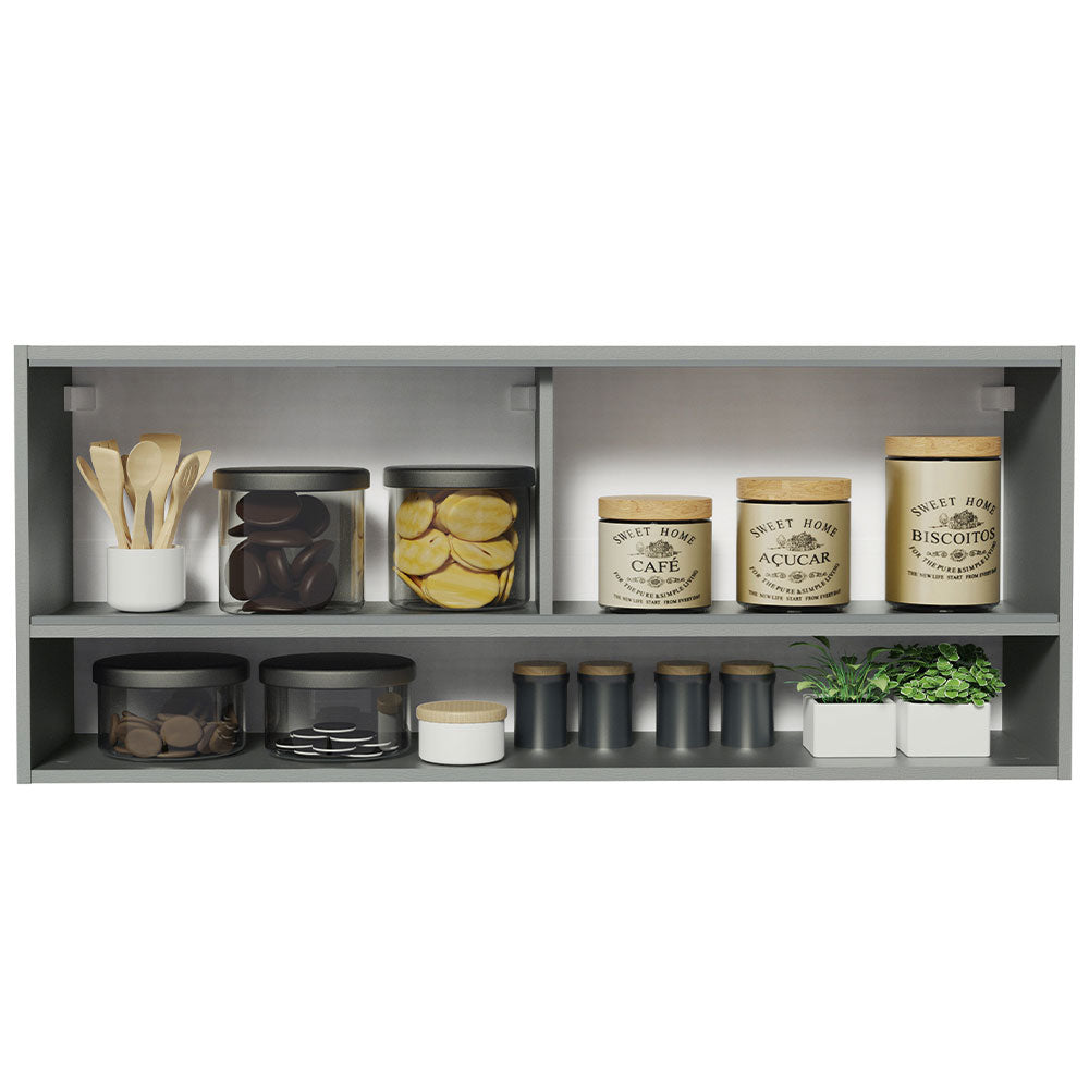 Alacena para Cocina 120 cm 2 Puertas Corredizas de Vidrio color Gris Nice Madesa