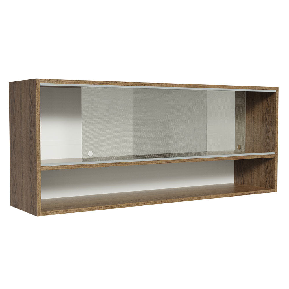 Alacena para Cocina 120 cm 2 Puertas Corredizas de Vidrio Punteado 1 Nicho Marrón para Cocinas Glamy, Lux e Reims Madesa
