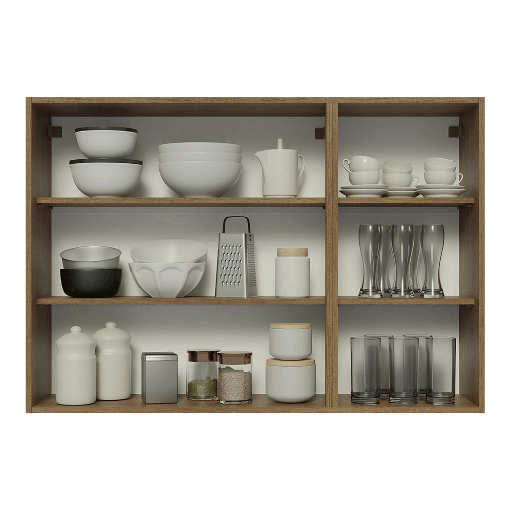 Alacena Cocina 120 cm 3 Puertas Marrón/Gris Lux Madesa