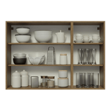 Alacena Cocina 120 cm 3 Puertas Marrón/Gris Lux Madesa