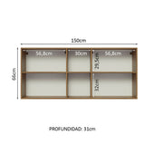 Alacena Gabinete Superior Cocina Madesa Glamy 150cm MN 01