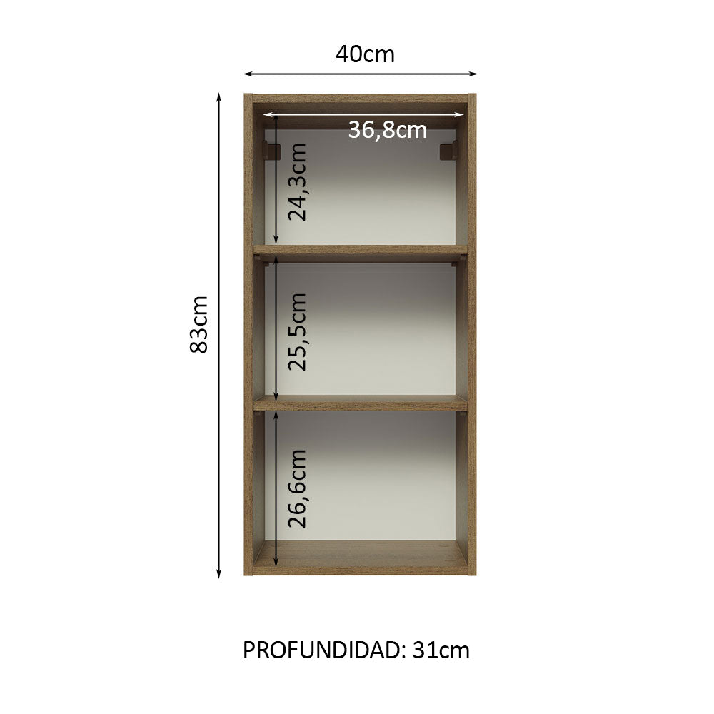 Alacena 40 cm 1 Puerta Lux Marrón/Negro