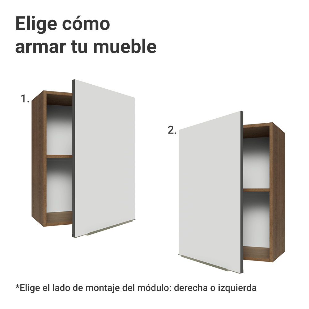 Alacena 50cm 1 Puerta Marrón/Blanco aterciopelado Lux Madesa