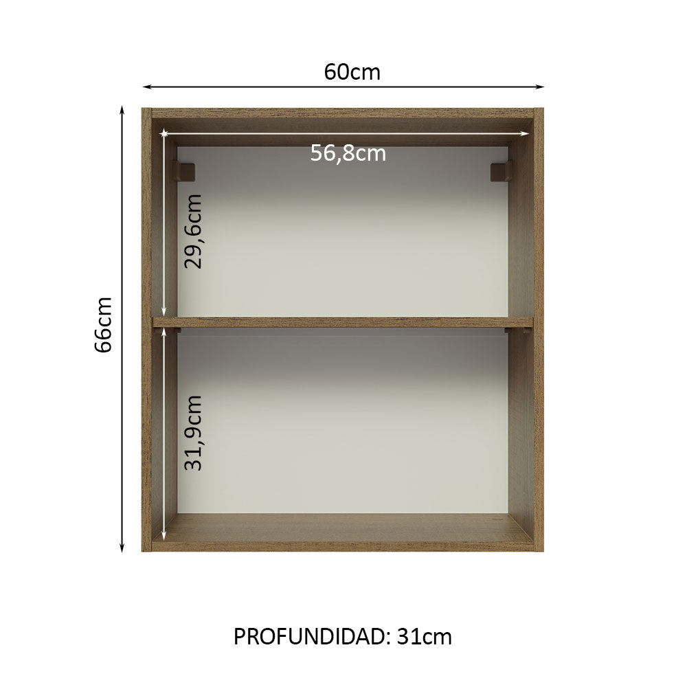 Alacena 60 cm 1 Puerta Lux Marrón/Gris