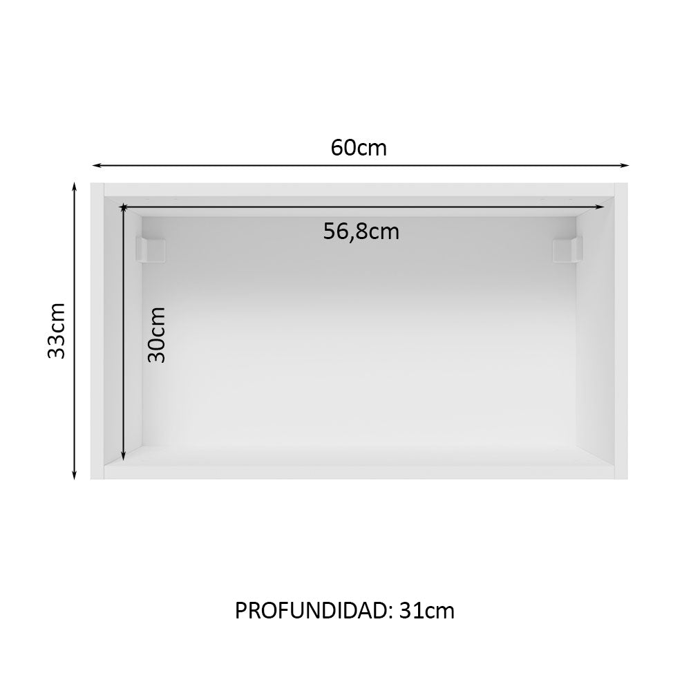 Alacena 60 cm 1 Puerta Lux Blanco/Negro