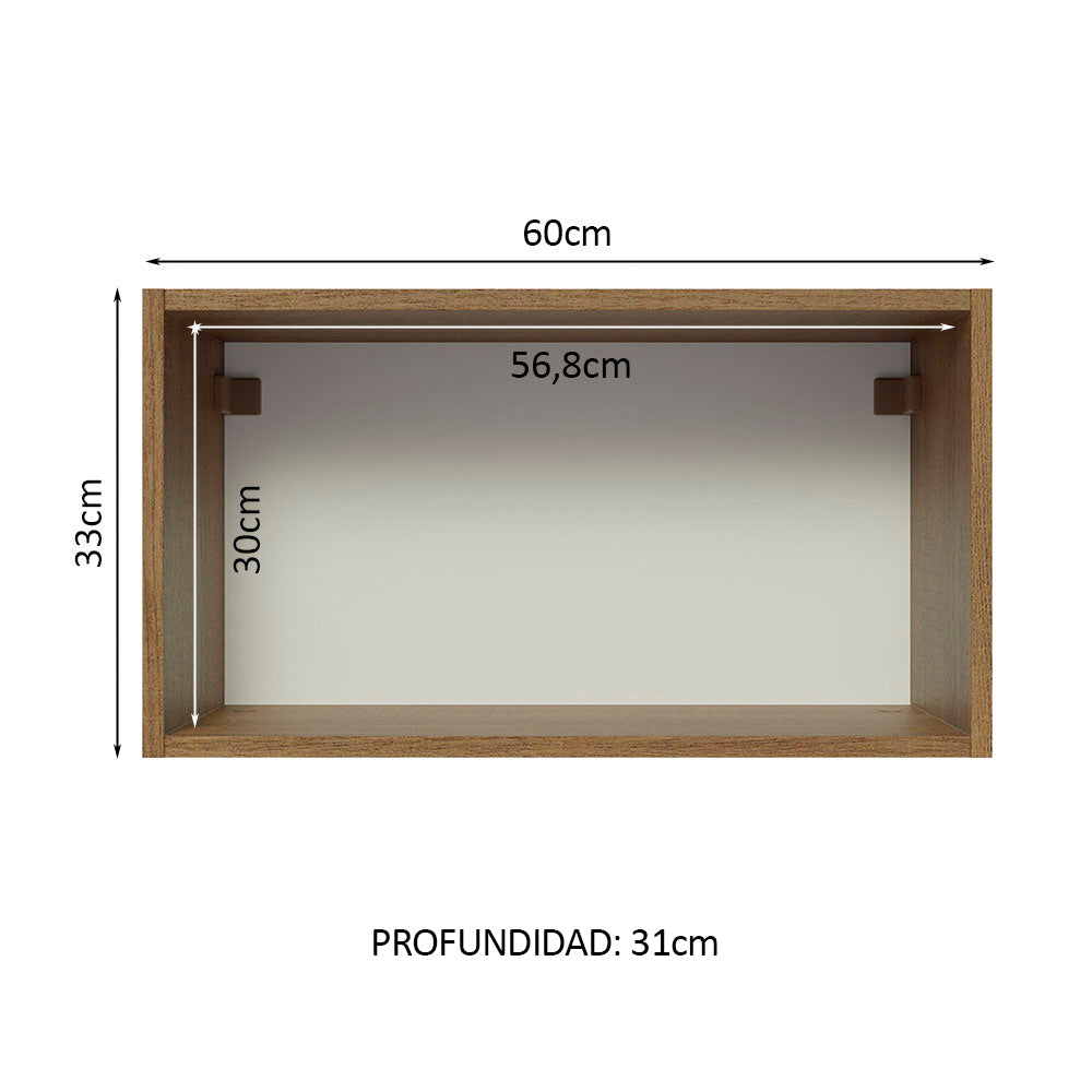 Alacena Gabinete Superior Cocina Madesa Glamy 60cm Marrón/Negro