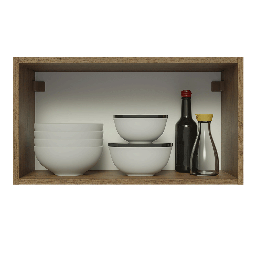 Alacena Cocina 60 cm 1 Puerta Abatible Marrón/Blanco Aterciopelado Lux Madesa