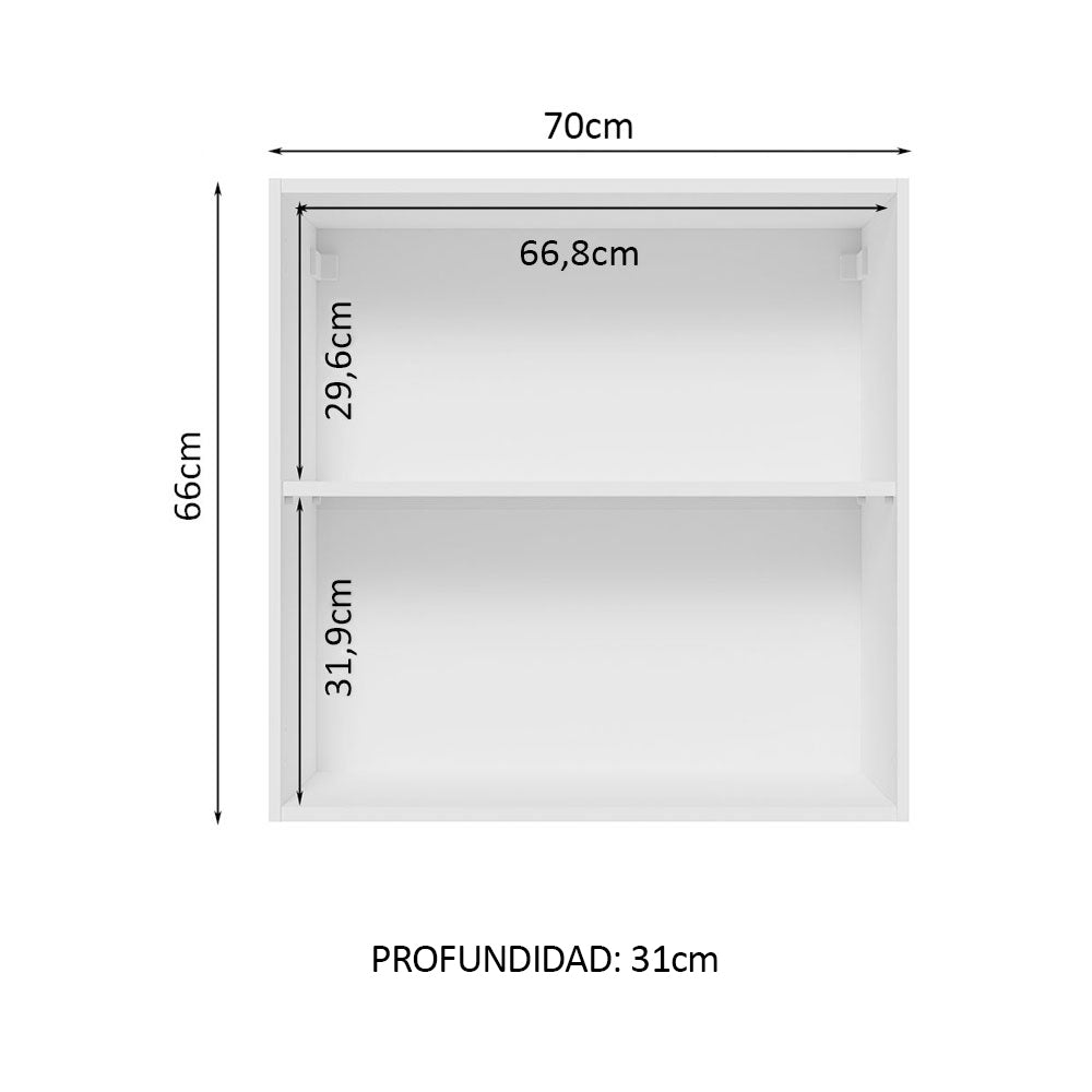 Alacena 70 cm 2 Puertas Glamy Blanco