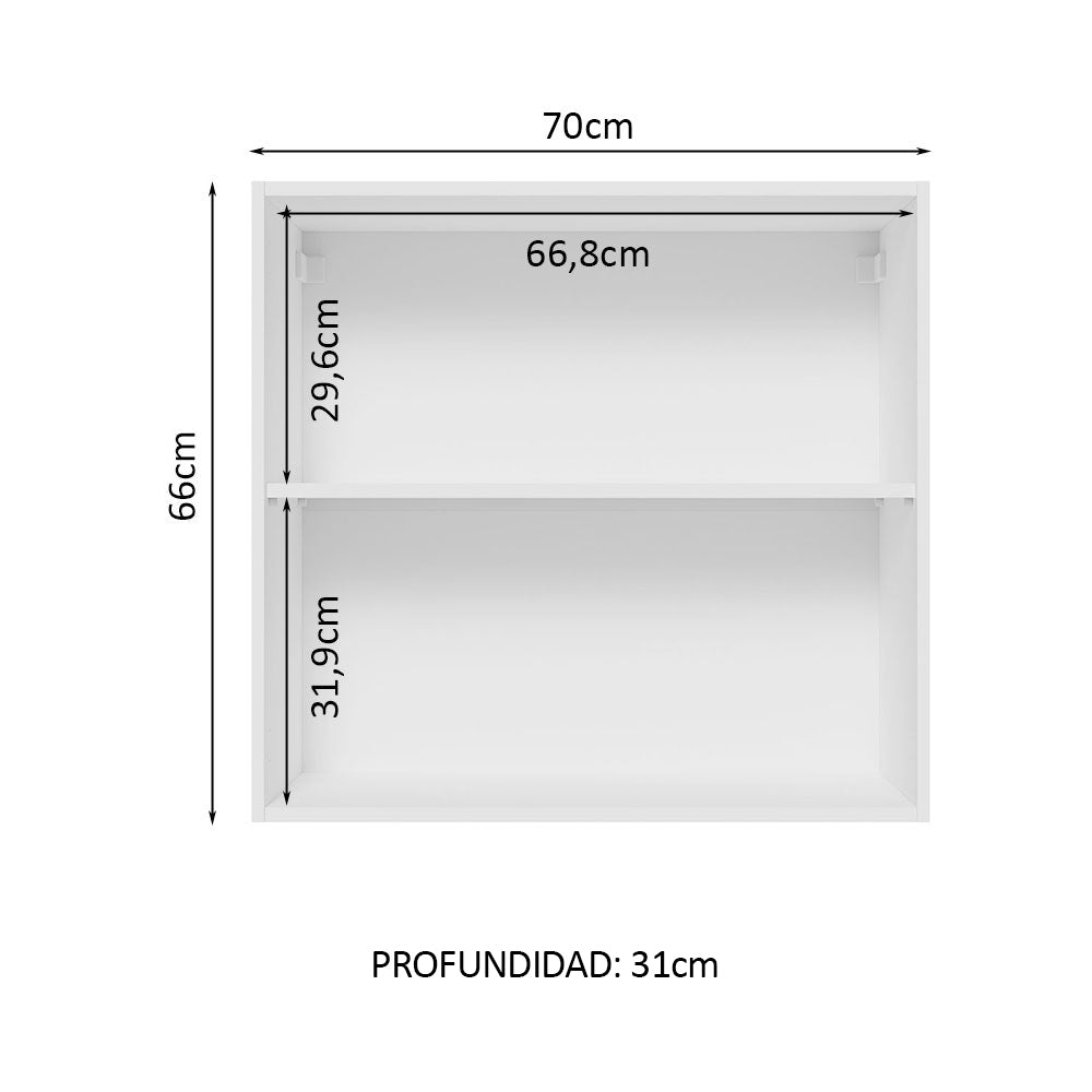 Alacena 70 cm 2 Puertas Lux Blanco/Gris