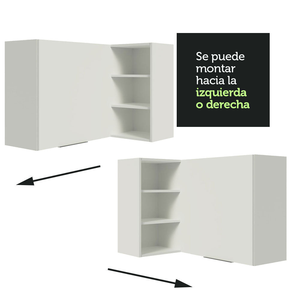 Alacena Cocina Esquinera 1 Puerta para línea de 60 cm de Profundidad Blanco Stella Madesa