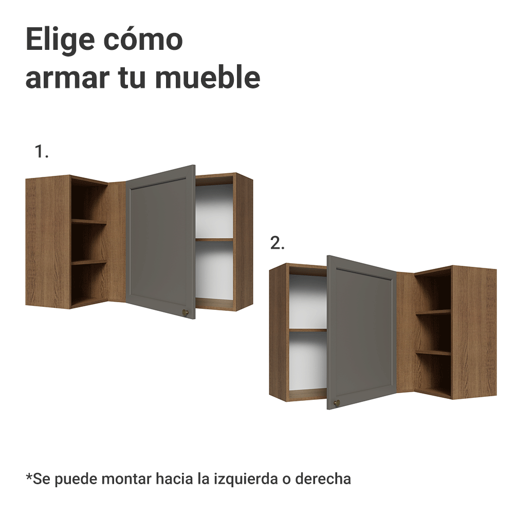 Alacena esquinero Para Linha 60 cm de Profundidade Marrón/Gris Vik Madesa