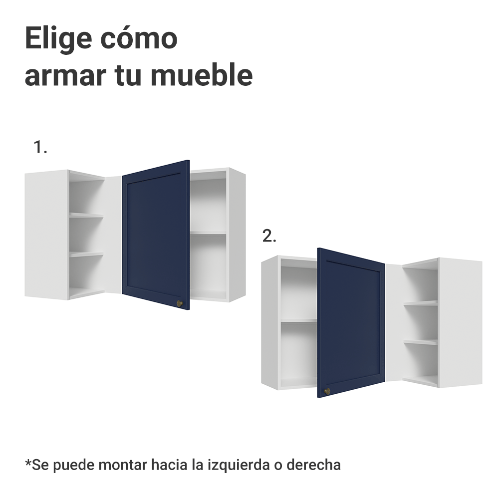 Alacena esquinero Para Linha 60 cm de Profundidade Blanco/Azul Vik Madesa