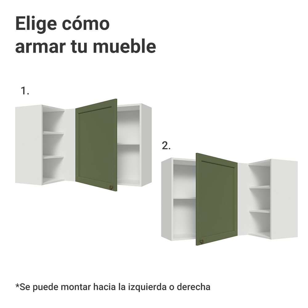 Alacena esquinero Para Linha 60 cm de Profundidade Blanco/Verde Vik Madesa
