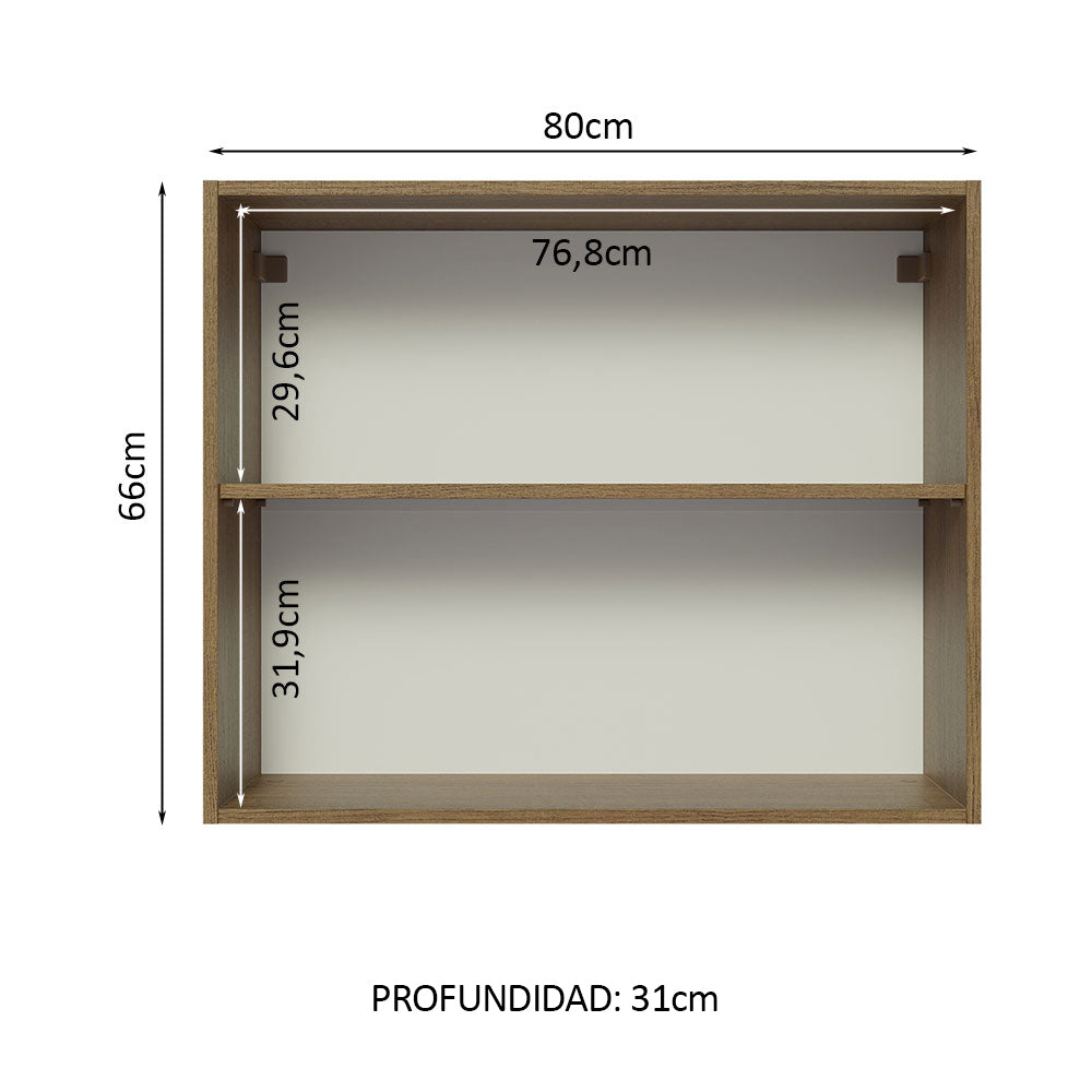 Alacena 80 cm 2 Puertas Glamy Marrón/Blanco