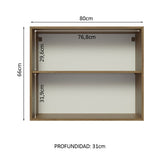 Alacena 80 cm 2 Puertas Glamy Marrón/Blanco