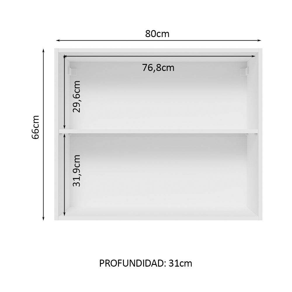 Alacena Gabinete Superior Madesa Glamy 80cm Blanco/Negro