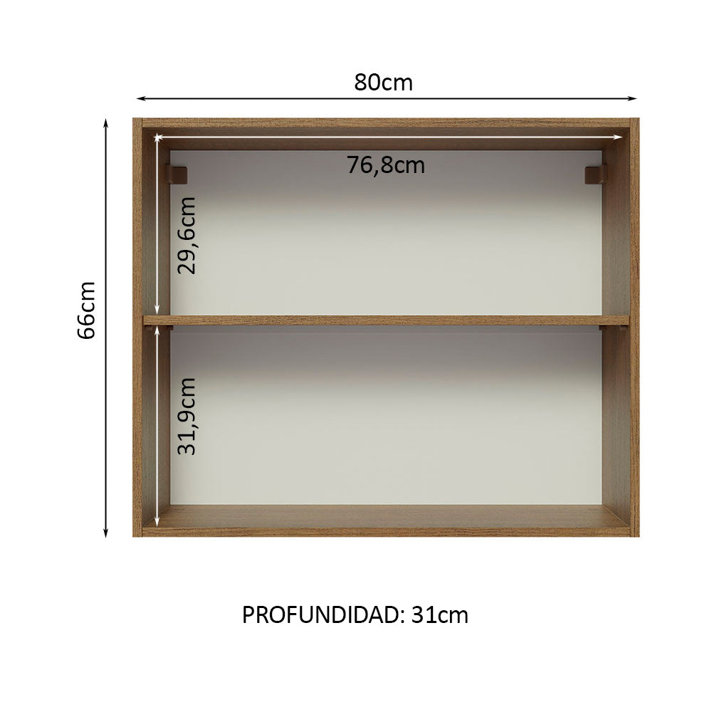 Alacena Gabinete Superior Cocina Madesa Glamy 80cm Marrón/Negro