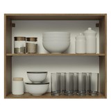 Alacena Cocina 80 cm 2 Puertas Marrón/Blanco Aterciopelado Lux Madesa