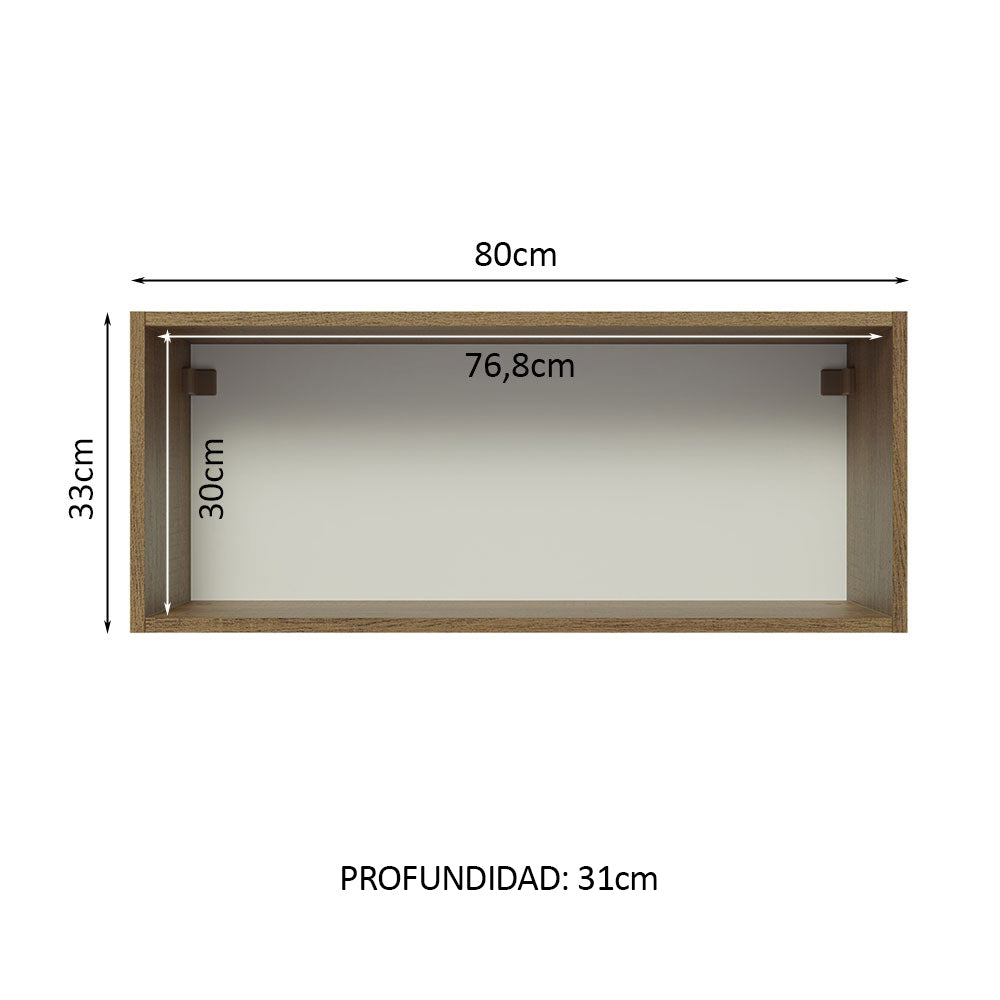 Alacena 80 cm 1 Puerta Glamy Marrón/Blanco