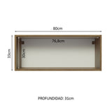 Alacena 80 cm 1 Puerta Glamy Marrón/Blanco