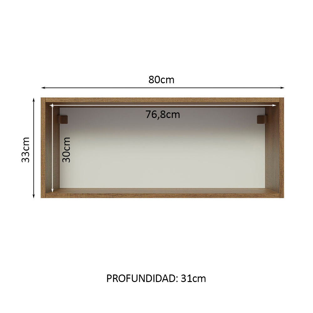 Alacena Gabinete Superior Cocina Madesa Glamy 80cm Marrón/Crema