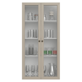 Módulo Cristaleiro 70 cm 2 Puetas de Vidrio Blanco/Crema Vik Madesa