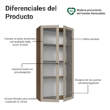 Cristarelo Flotante 70 cm 2 Puertas de Vidrio Marrón/Crema Vik Madesa