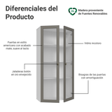 Cristalero Sin Patas 70 cm 2 Puertas de Vidrio Vik Blanco/Gris