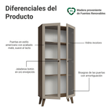 Cristarelo 70 cm 2 Puertas de Vidrio con Patas Trapecio Marrón/Crema/Marrón Vik Madesa