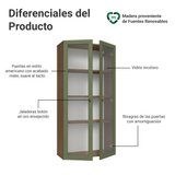 Cristalero Sin Patas 70 cm 2 Puertas de Vidrio Vik Marrón/Verde