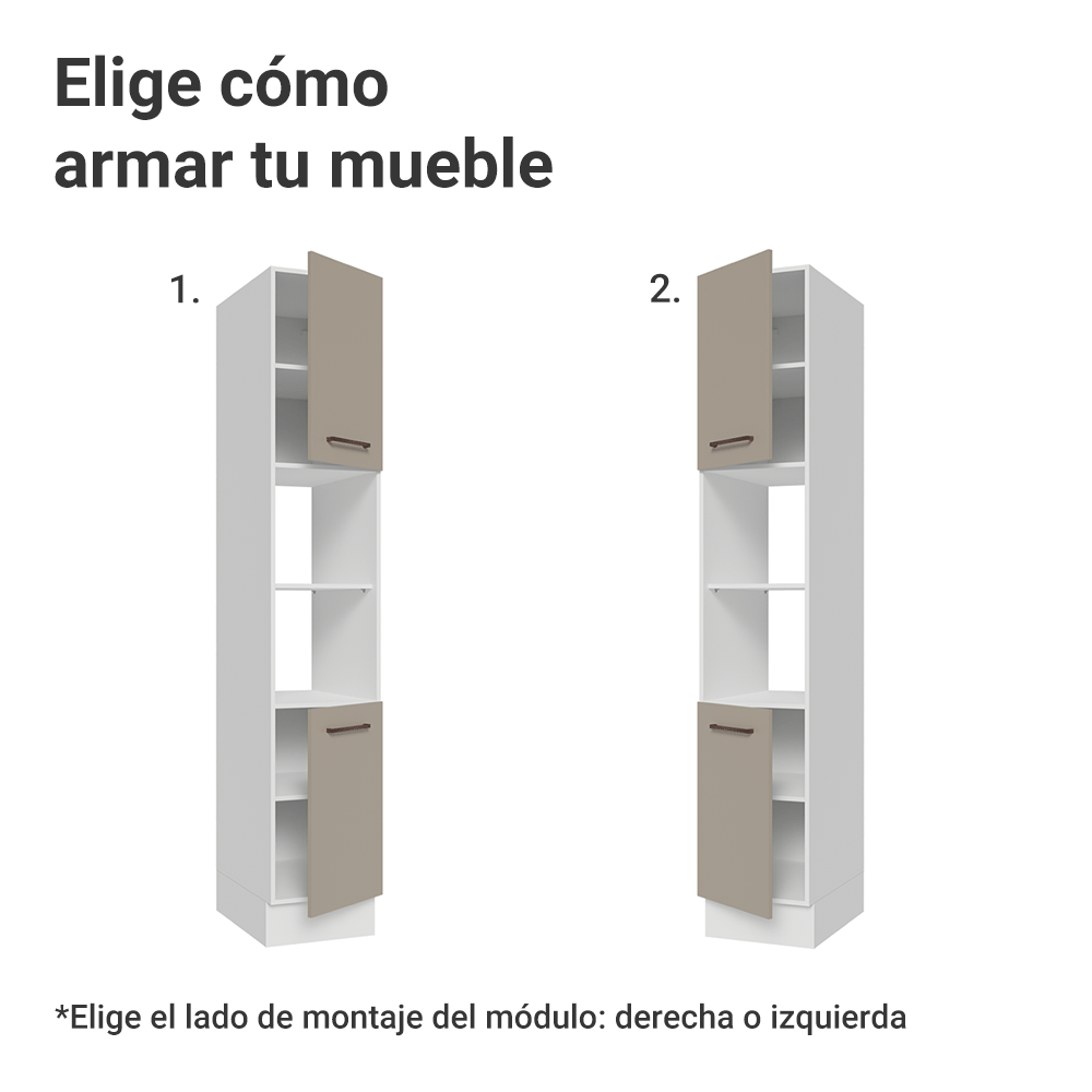 Despensero 40 cm 2 Puertas e 2 Nichos Blanco/Crema Agata Madesa