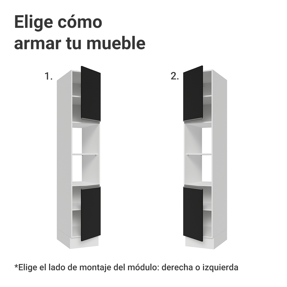 Despensero 40 cm 2 Puertas e 2 Nichos Blanco/Negro Glamy Madesa
