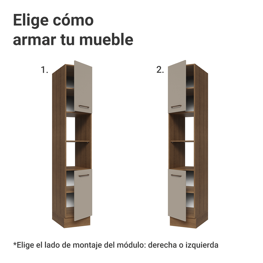 Despensero 40 cm 2 Puertas e 2 Nichos Marrón/Crema Agata Madesa