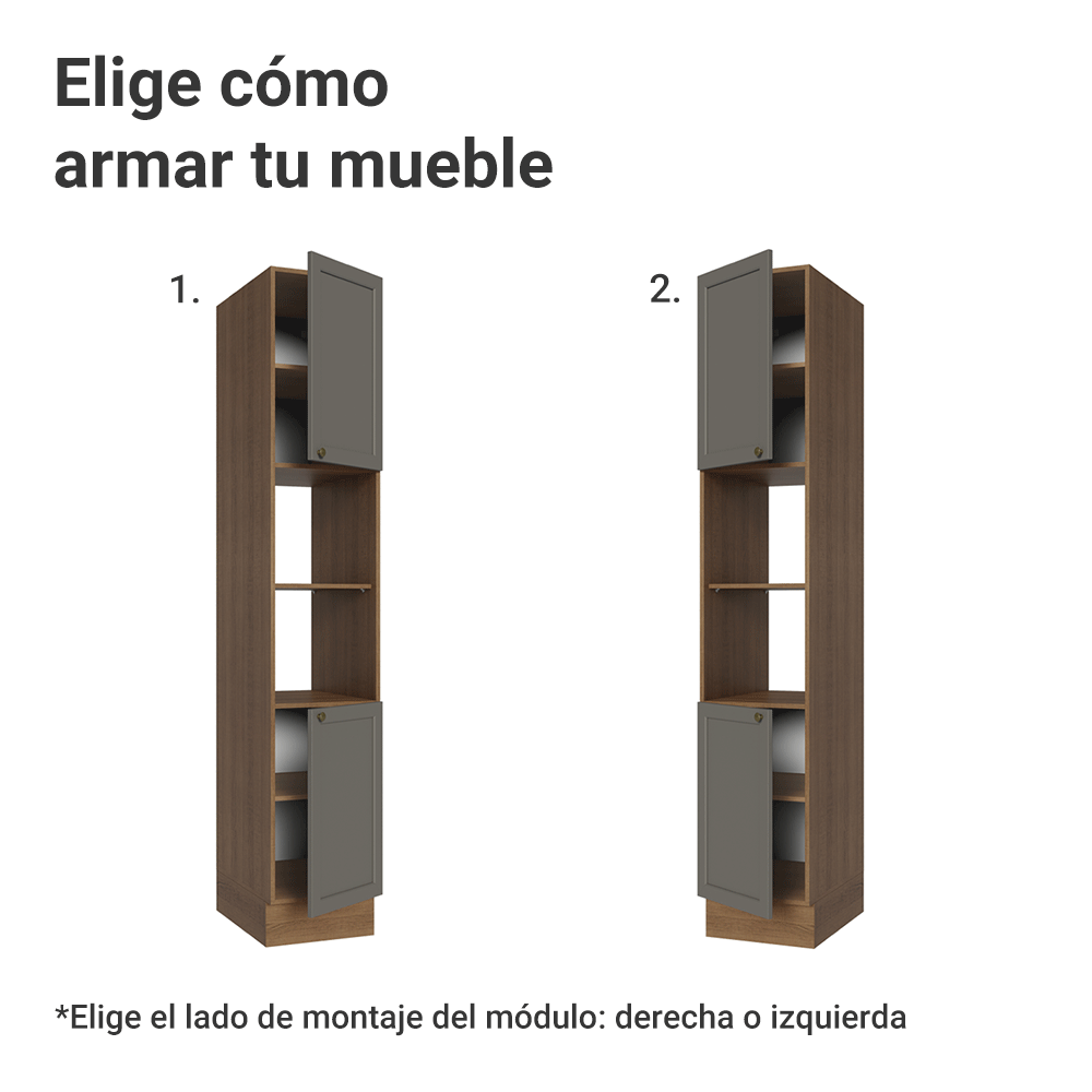 Despensero 40 cm 2 Puertas e 2 Nichos Marrón/Gris Vik Madesa