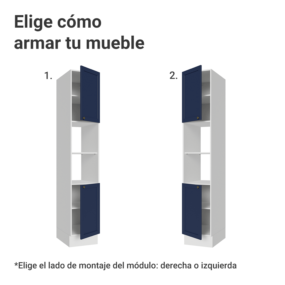 Despensero 40 cm 2 Puertas e 2 Nichos Blanco/Azul Vik Madesa