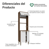 Mueble para Horno/Microondas 60 cm 3 Puertas Marrón/Blanco Lille Madesa
