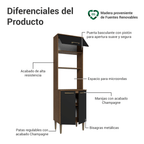 Mueble para Horno o Microondas 60 cm 3 Puertas Marrón/Negro Lille Madesa