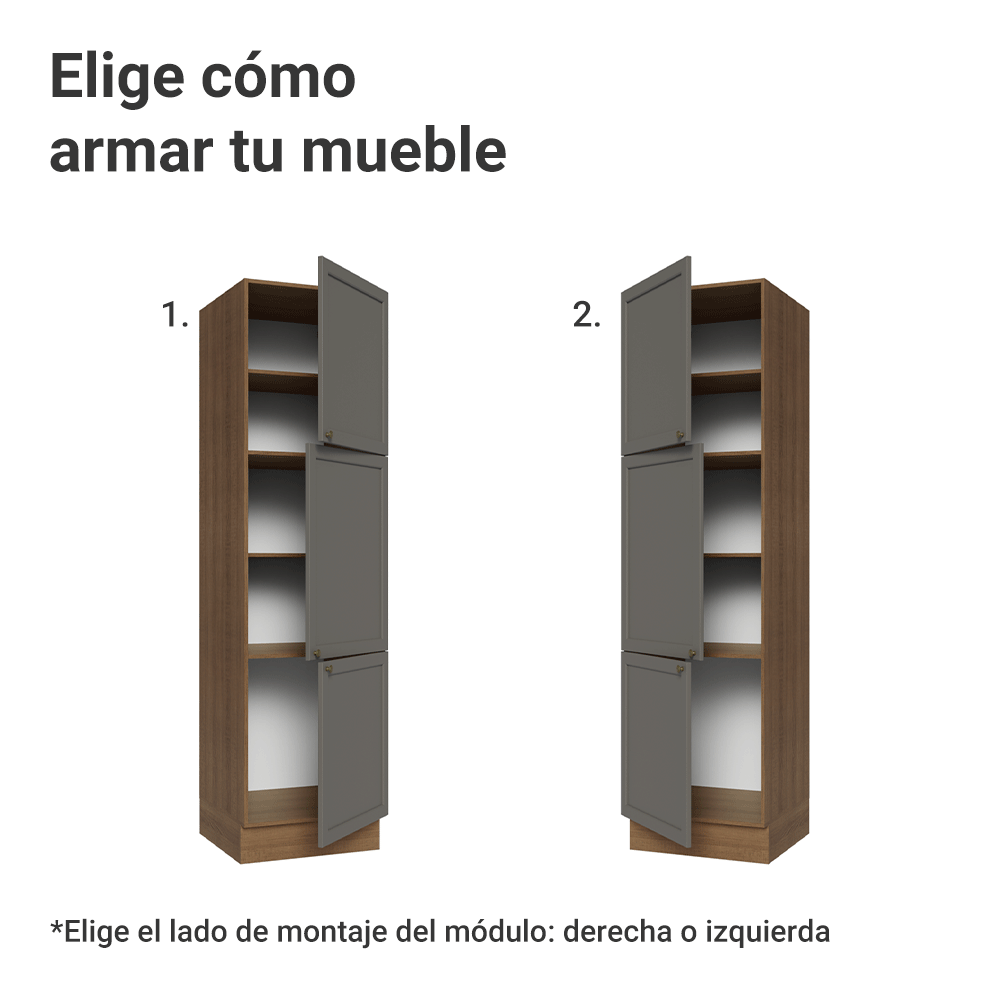 Despensero 60 cm 3 Puertas Marrón/Gris Vik Madesa